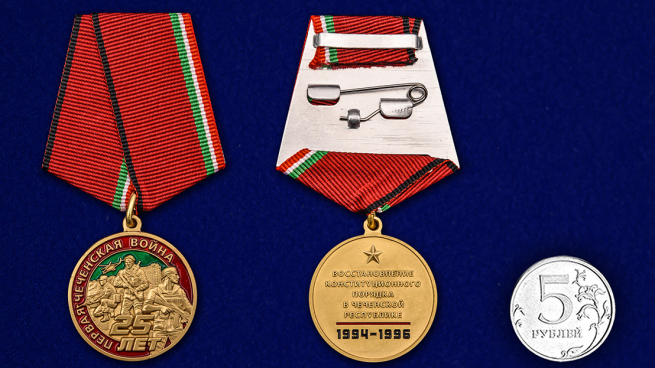 Медаль 25 лет Первой Чеченской войны - сравнительный размер