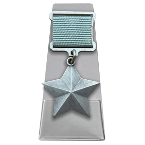 Медаль "Платиновая звезда" Героя ЧВК Вагнер (Муляж) на подставке