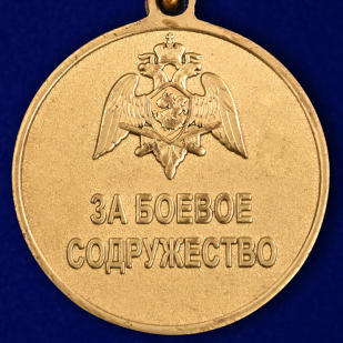 Заказать медаль Росгвардии "За боевое содружество" в нарядном футляре с покрытием из бордового флока