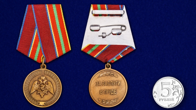 Медаль с символикой Росгвардии За заслуги в труде - сравнительный вид