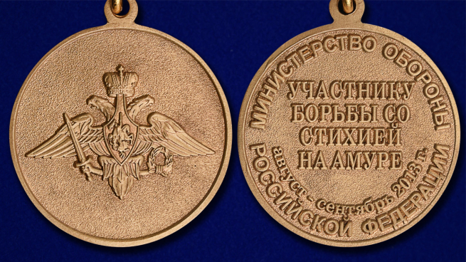 Медаль "Участнику борьбы со стихией на Амуре" - аверс и реверс