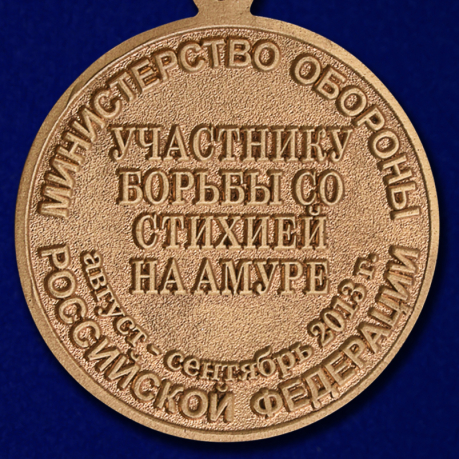 Медаль "Участнику борьбы со стихией на Амуре" МО РФ - реверс