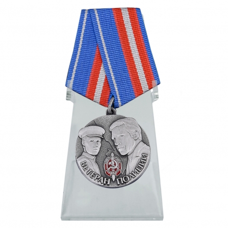 Медаль Ветеран полиции на подставке