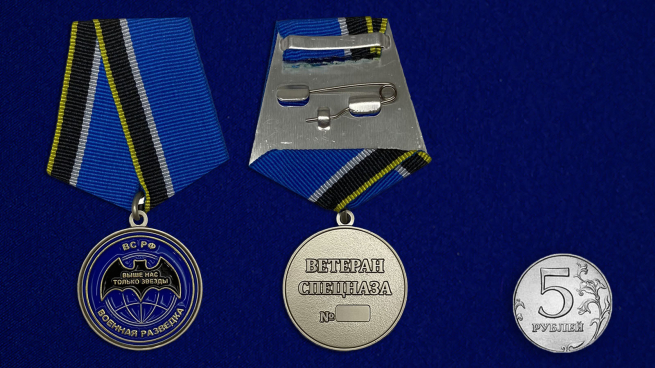 Медаль Ветеран спецназа ГРУ - сравнительный размер