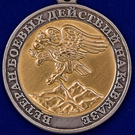 Купить медаль Ветерану боевых действий на Кавказе в наградном футляре из бордового флока