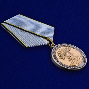 Медаль Ветерану боевых действий на Кавказе в наградном футляре из бордового флока - общий вид