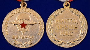Медаль Ветеран ВДВ в бархатистом футляре из флока - аверс и реверс