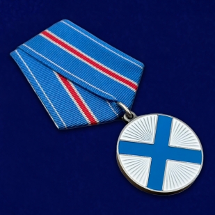 Медаль ВМФ "С нами Бог и Андреевский флаг" в футляре из флока