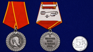 Медаль За беспорочную службу в тюремной страже Александр III - сравнительный размер