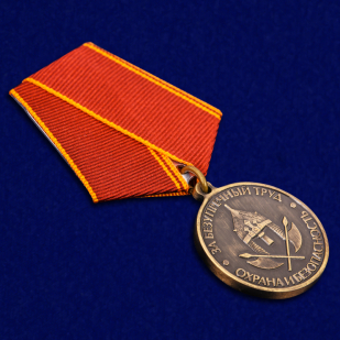 Медаль "За безупречный труд. Охрана и безопасность" в наградном футляре из бархатистого флока - общий вид