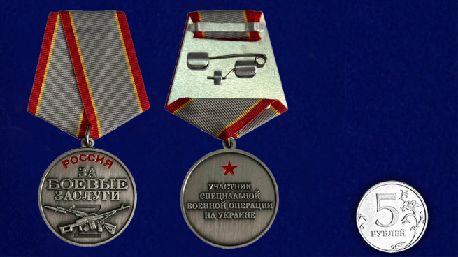 Медаль "За боевые заслуги" участнику СВО - размер
