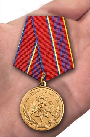 Медаль За отличие в службе 3 степени Росгвардии - вид на ладони