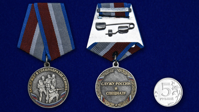 Медаль За службу в спецподразделениях в футляре из бархатистого флока с пластиковой крышкой - сравнительный вид