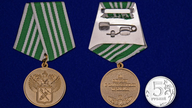 Медаль "За службу в таможенных органах" 3 степени - сравнительный размер