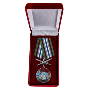 Медаль "За службу во 2-ой ОБрПСКр Высоцк" в бархатистом футляре