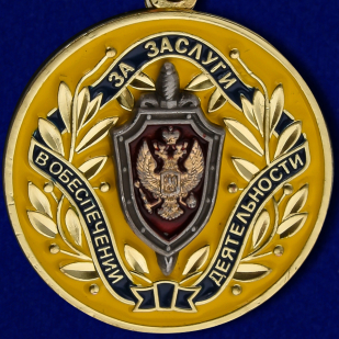 Медаль ФСБ РФ За заслуги в обеспечении деятельности в бархатном футляре - Аверс