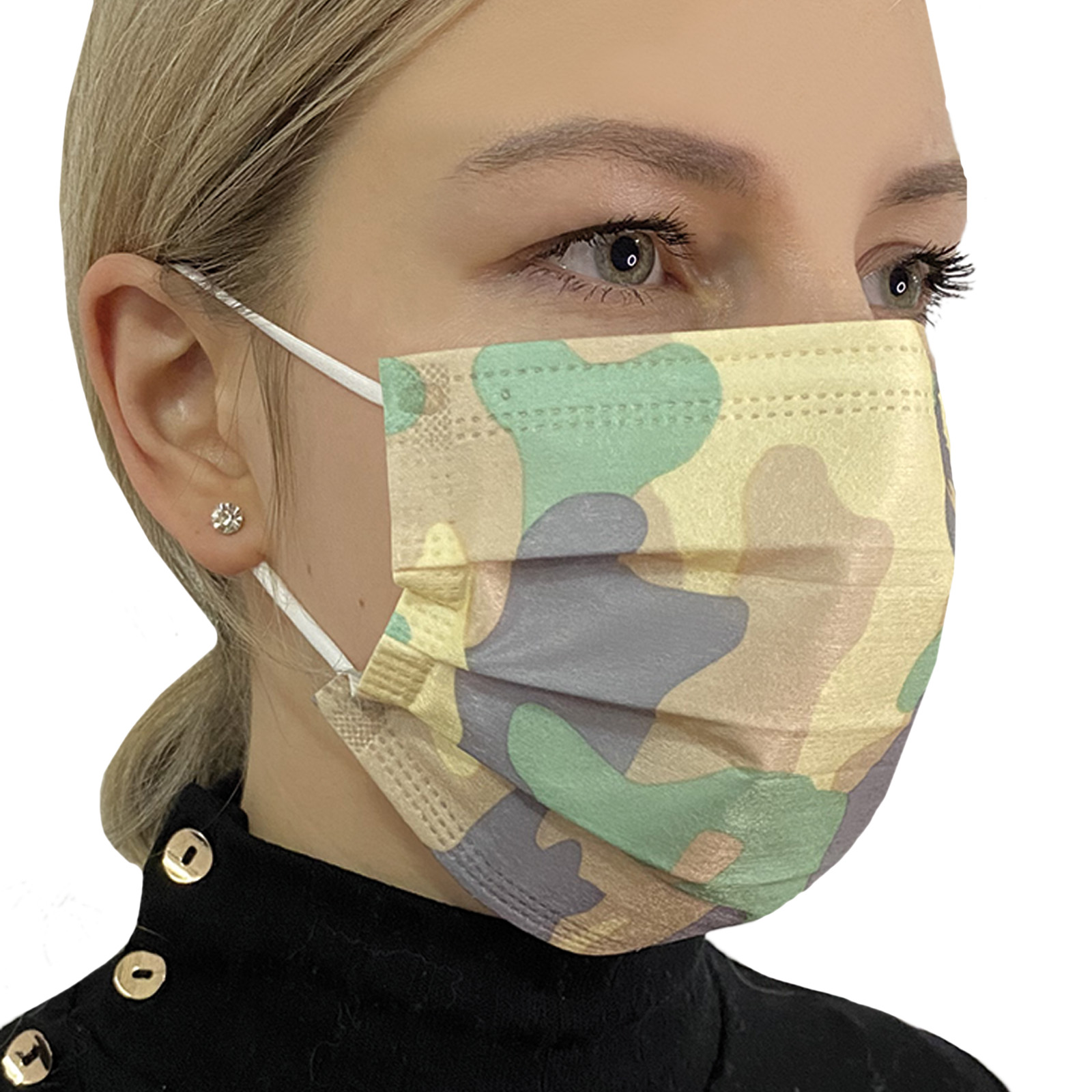 Медицинская маска камуфляж цвета хаки