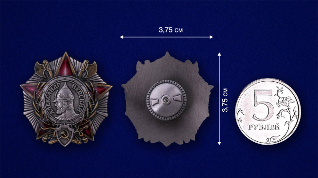 Мини-копия Ордена Александра Невского - сравнительный размер