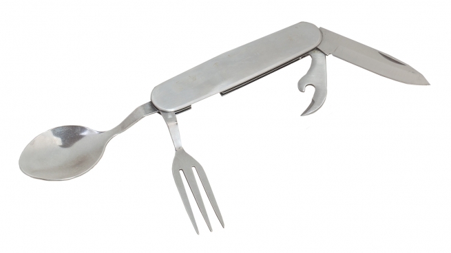 Многофункциональный походный нож (нож, ложка, вилка, открывалка)