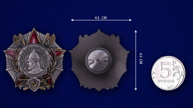 Копия ордена Александра Невского (СССР) - сравнительный размер