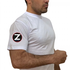 Мужская белая футболка Z в поддержку армии