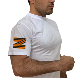 Мужская белая футболка Z на рукаве