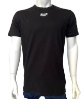 Мужская черная футболка NXP с белыми надписями