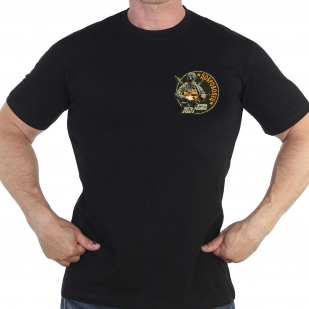 Мужская черная футболка с термотрансфером Доброволец - Кровь. Честь. Родина. Отвага"