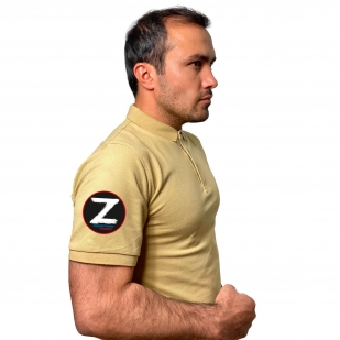 Мужская футболка-поло песок в поддержку армии Z - с доставкой