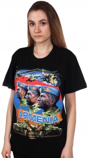 ОЦЕНИТЕ МАСШТАБ СКИДКИ!  Мужская футболка с принтом солдат, которых не победить, и гербом Армении. Лучший подарок на День Защитника Отечества