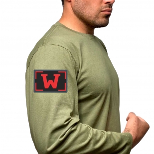 Мужская хлопковая футболка с длинным рукавом с термотрансфером W