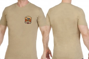 Мужская хлопковая футболка с вышитым шевроном Русская Охота - заказать оптом