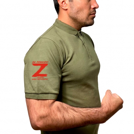 Мужская надежная футболка-поло Zа Победу