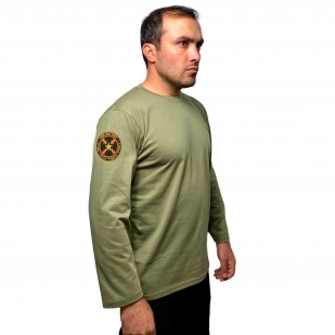 Мужская оливковая футболка с длинным рукавом с термонаклейкой ЧВК Вагнер