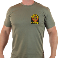 Мужская оливковая футболка с символикой СССР
