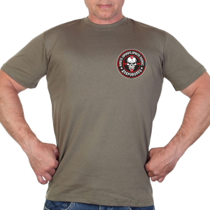 Мужская оливковая футболка с термоаппликацией "Доброволец