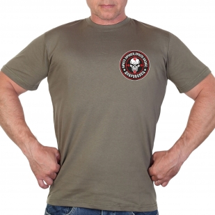 Мужская оливковая футболка с термоаппликацией Доброволец
