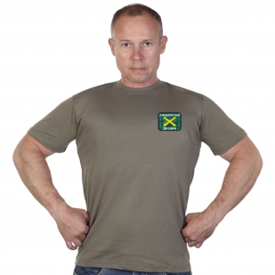 Мужская оливковая футболка с термотрансфером "Ландшафтный дизайн"