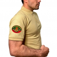 Мужская песочная футболка-поло с термотрансфером Мотострелковые Войска