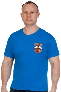 Мужская синяя футболка Россия - заказать в подарок