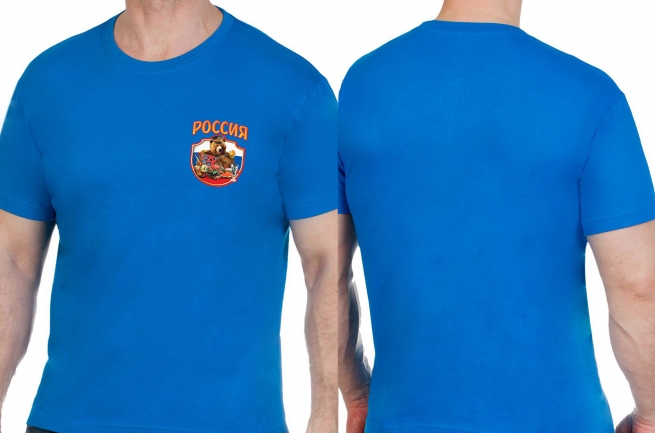 Мужская синяя футболка Россия - заказать онлайн