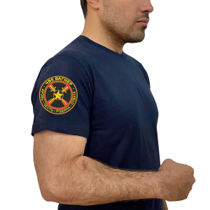 Мужская синяя футболка с термонаклейкой "ЧВК Вагнер
