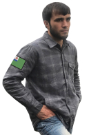 Мужская утепленная рубашка с вышитым шевроном МЧПВ СССР