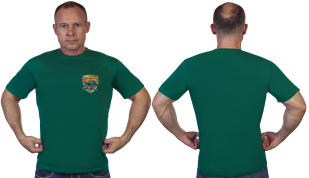 Мужская зеленая футболка с символикой пограничников - в розницу и оптом
