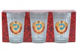 Купить набор из 3 стаканов "Герб СССР"
