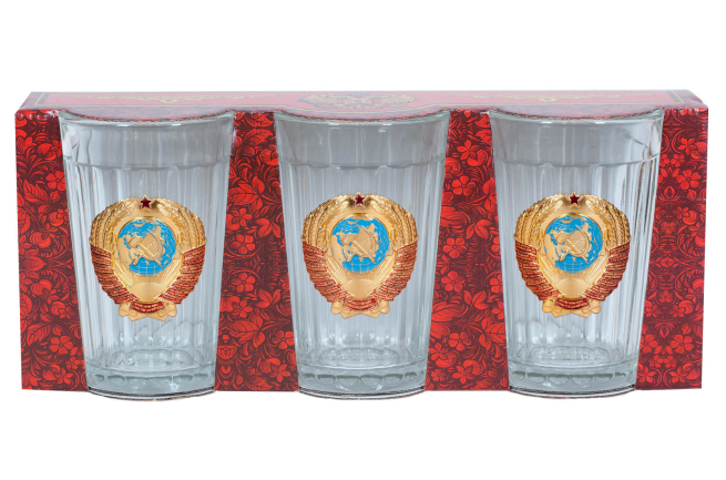 Купить набор из 3 стаканов "Герб СССР"