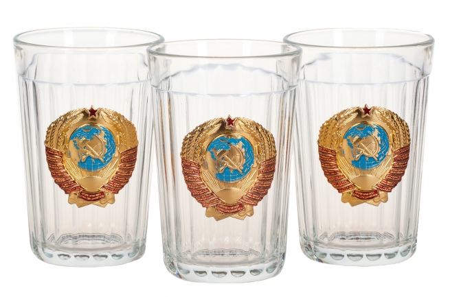 Набор из 3 стаканов "Герб СССР" по выгодной цене