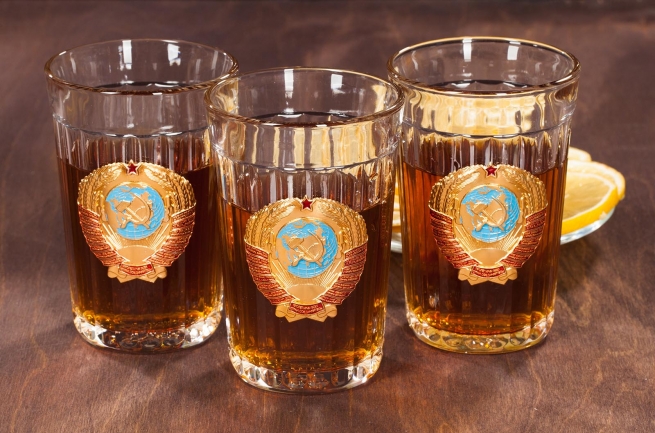 Заказать набор из 3 стаканов "Герб СССР"