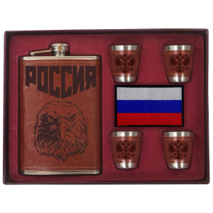 Набор «Россия» – фляжка со стопками и воронкой