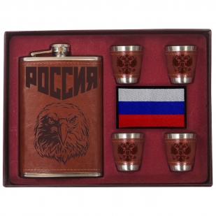 Набор Россия – фляжка со стопками и воронкой